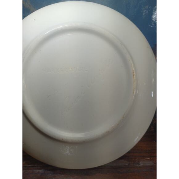 Vintage Harkerware Green 2 Pc Saucers Russel Wright Signed - Picture 7 of 13